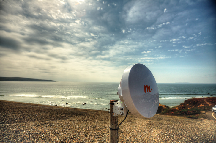 Mimosa wireless dish with Dillon Beach coastline